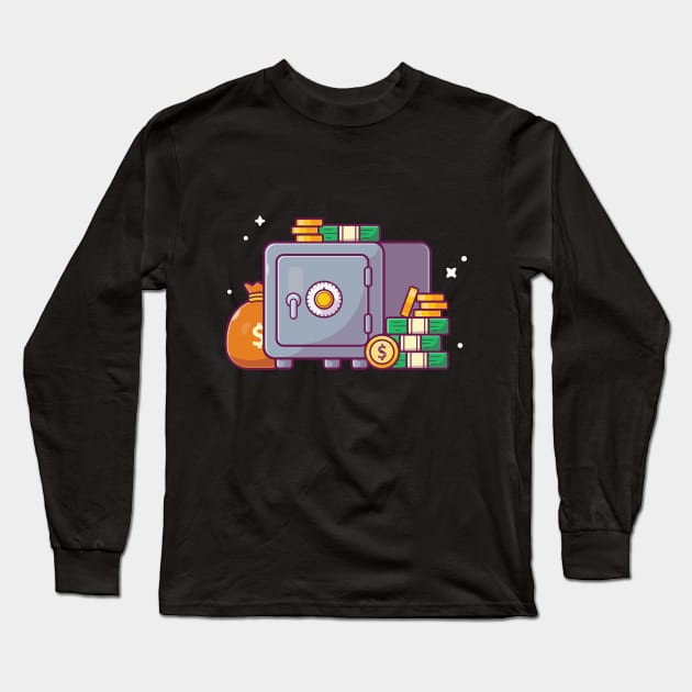 Safe deposit box cartoon Long Sleeve T-Shirt by Catalyst Labs